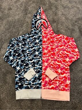 Bape ABC Split Camo Zip-Up Hoodie - Blue & Pink. Size 3XL but fits like L!